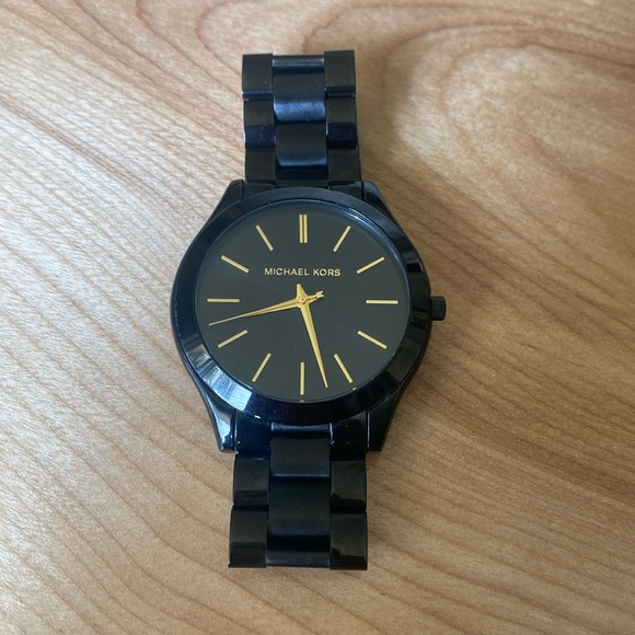 Michael Kors Black Slim Runway Watch (Unisex) - Picture 1 of 4